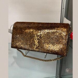 2Yves Saint Laurent YSL - SEQUIN SHOULDER BAG - BROWN